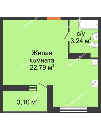Студия 27,58 м² в ЖК Славянка, дом Литер 2