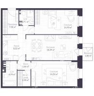 3 комнатная квартира 79,3 м² в ЖК Veren Village Стрельна, дом Корпус Западный - планировка