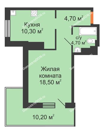 1 комнатная квартира 47,4 м² - ЖК Вершина