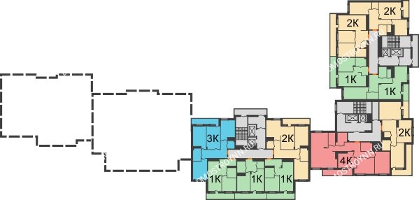 Планировка 14 этажа в доме № 1 в ЖК Корица