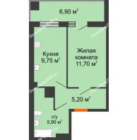 1 комнатная квартира 35,28 м² в ЖК Грин Парк, дом Литер 1 - планировка