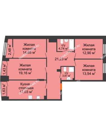 4 комнатная квартира 109,11 м² - Клубный дом на Ярославской