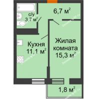 1 комнатная квартира 38,6 м² в Фруктовый квартал Абрикосово, дом Литер 3 - планировка