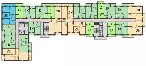 Планировка 3 этажа в доме Литер 4 в ЖК Парк Победы