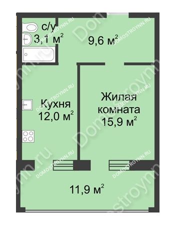 1 комнатная квартира 53,1 м² в ЖК Славянский квартал, дом № 188