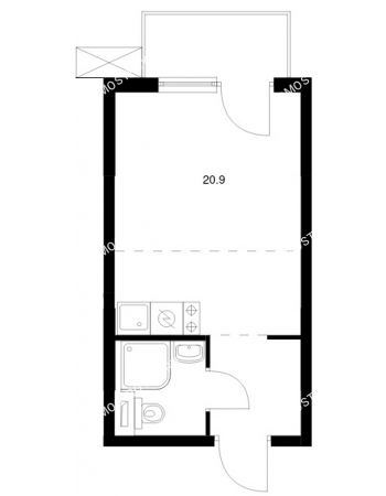 Студия 20,9 м² в ЖК Савин парк, дом корпус 8