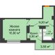 1 комнатная квартира 37,52 м² в ЖК Сокол Градъ, дом Литер 3 - планировка