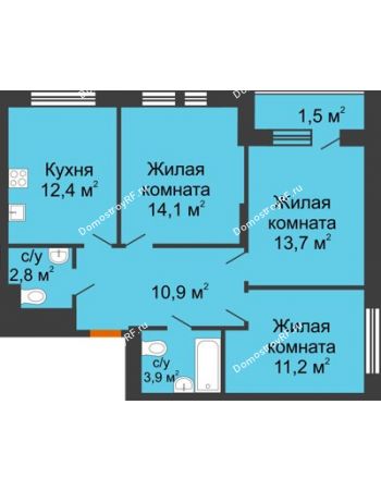 3 комнатная квартира 70,5 м² в ЖК Озерный парк, дом Корпус 5.1