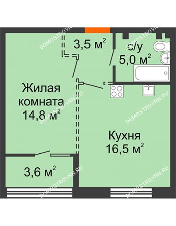 1 комнатная квартира 41,6 м² - ЖК Лайнер на Барминской