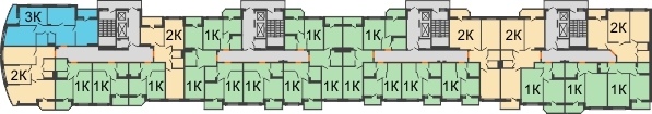 Планировка 13 этажа в доме Литер 19 в Микрорайон Красный Аксай