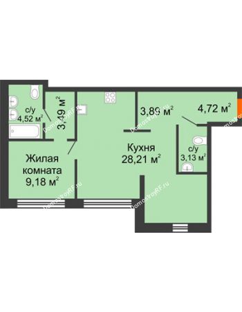 1 комнатная квартира 57,14 м² в Микрорайон Видный	, дом ГП-20
