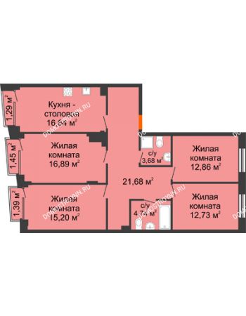4 комнатная квартира 105,52 м² - Клубный дом на Ярославской