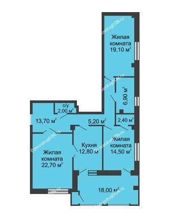 3 комнатная квартира 108,3 м² - ЖК Династия на Соборном