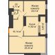 2 комнатная квартира 69,65 м², ЖК Гран-При - планировка