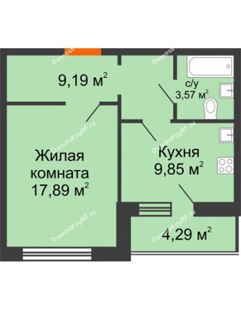 1 комнатная квартира 42,64 м² в ЖК Боровое, дом № 14