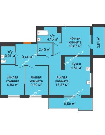3 комнатная квартира 75,93 м² в ЖК Все свои VIP, дом Литер 5