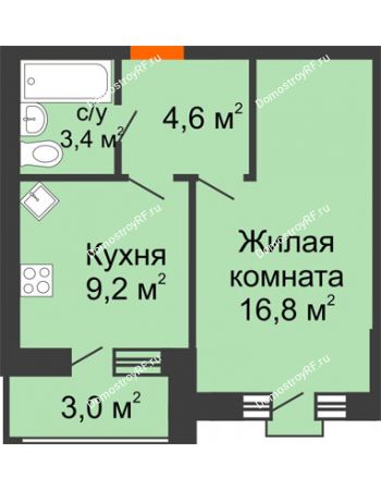 1 комнатная квартира 35,6 м² в ЖК Трамвай желаний, дом 6 этап 