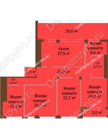 4 комнатная квартира 153,5 м² - ЖК Бояр Палас