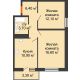 2 комнатная квартира 50,7 м² в ЖК SkyPark (Скайпарк), дом Литер 2 - планировка