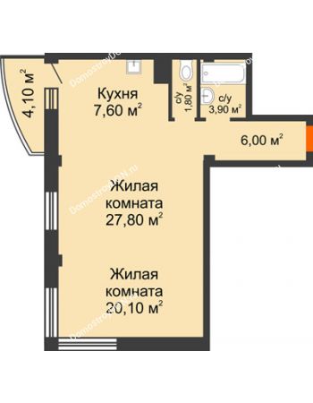 2 комнатная квартира 68,4 м² - ЖК Южная Башня